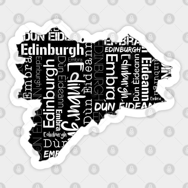 Edinburgh City Map With Text Sticker by MacPean